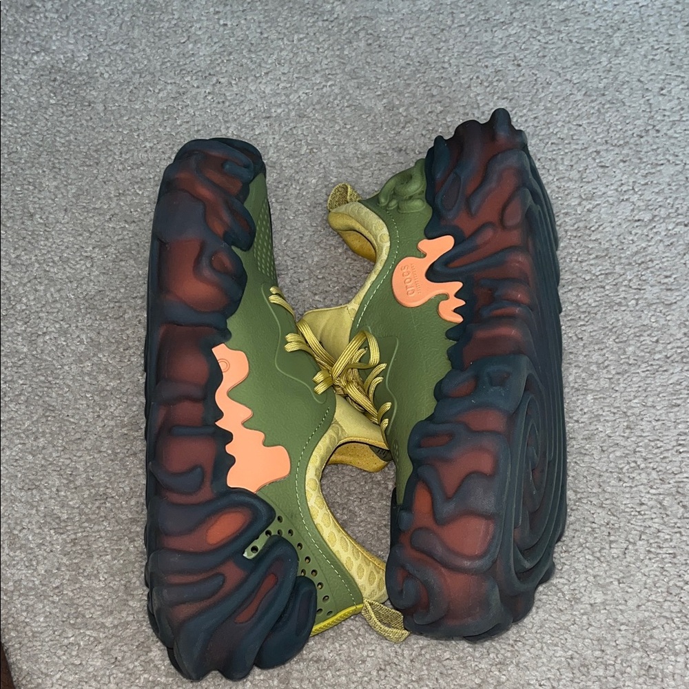 Juniper CROCS Green and Yellow Shoes with Orange Insole